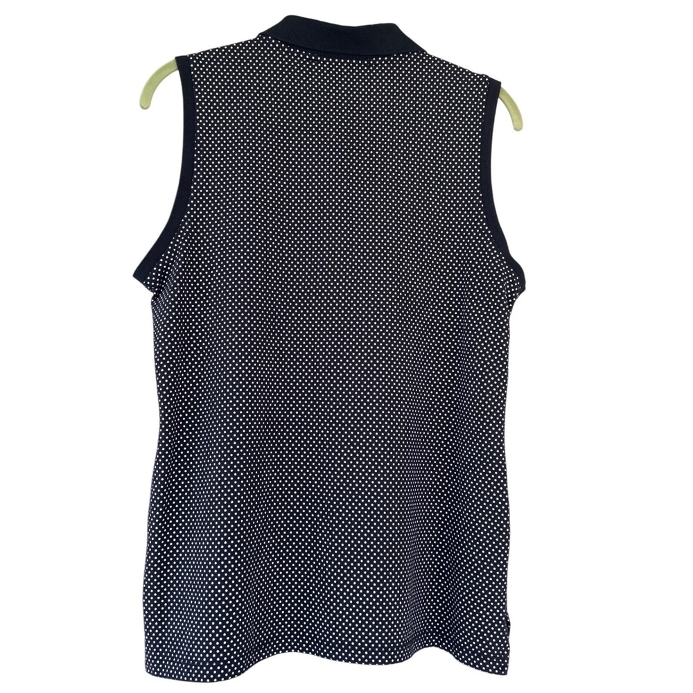 Tommy Hilfiger‎ Golf Sleeveless Polo Shirt Navy Blue White Polka Dot - Picture 2 of 5
